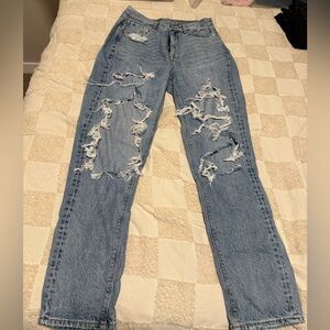 Distressed Blue Jeans Long